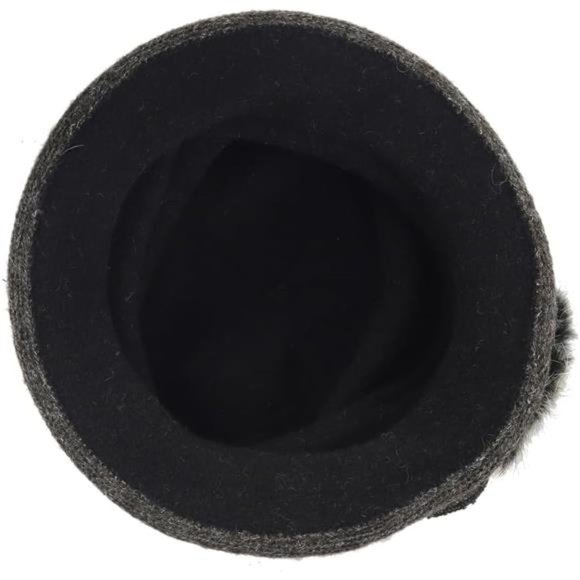 Women\'s Vintage Felt Bucket Hat Winter Wool Dress Beret Hat, Black main image 4